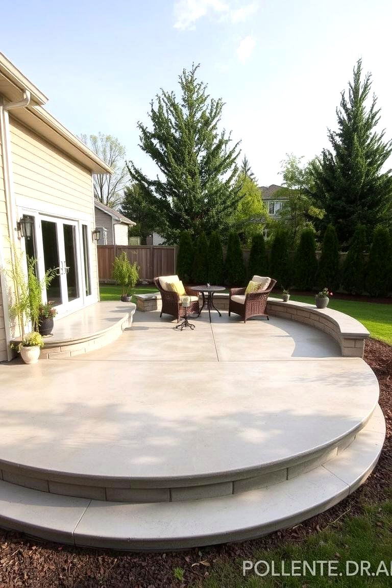 Low Maintenance Durability - 24 Raised Concrete Patio Ideas