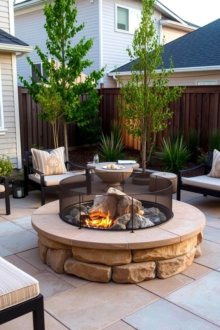 Low Maintenance Fire Pit with Safety Features - 24 Boulder Fire Pit Ideas