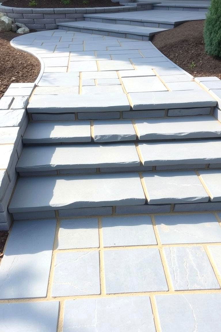 Low Maintenance Stepped Design - 24 Bluestone Walkway Ideas