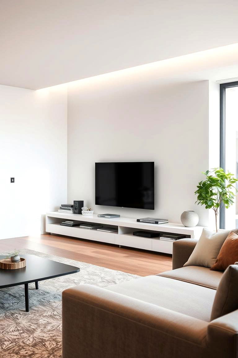 Low Profile Extended Shelf - 24 Living Room Bookshelf Ideas