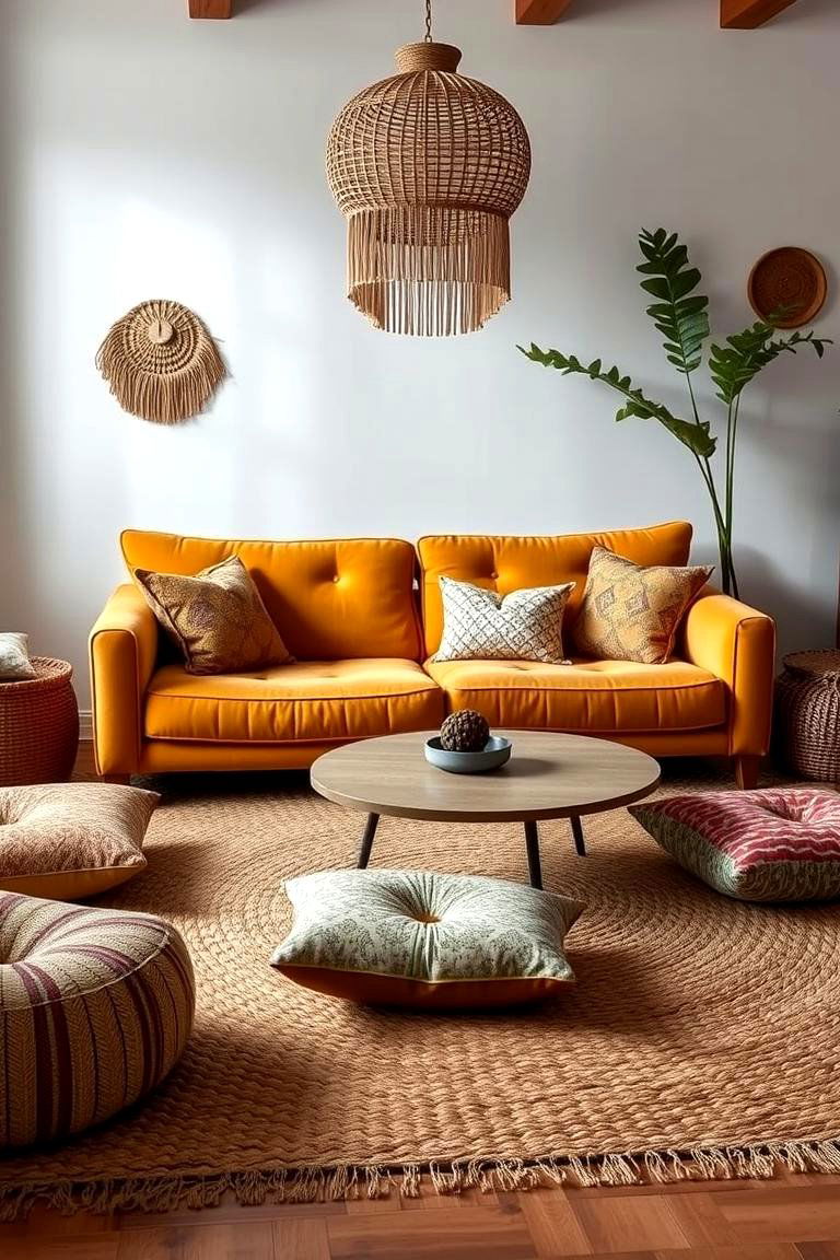 Low Seating Options - 24 Moody Boho Living Room Ideas