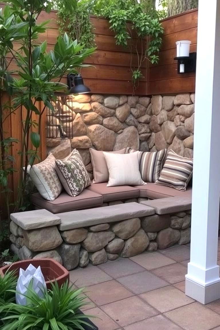 Low Stone Wall Seating Area - 24 Stone Wall Ideas