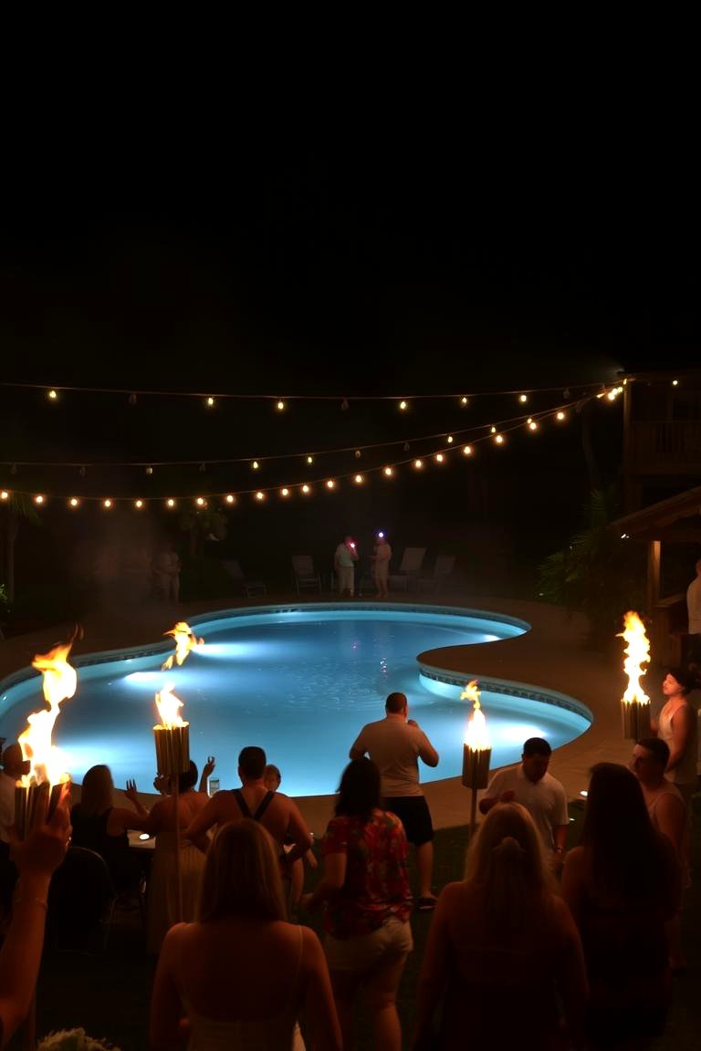 Luau at Night Pool Party - 24 Pool Party Ideas