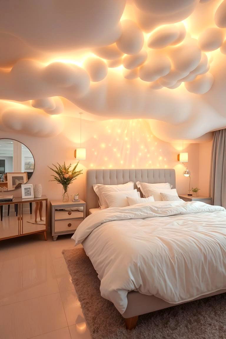 Luminous Cloud Themed Accents - 24 Cloud Themed Bedroom Ideas