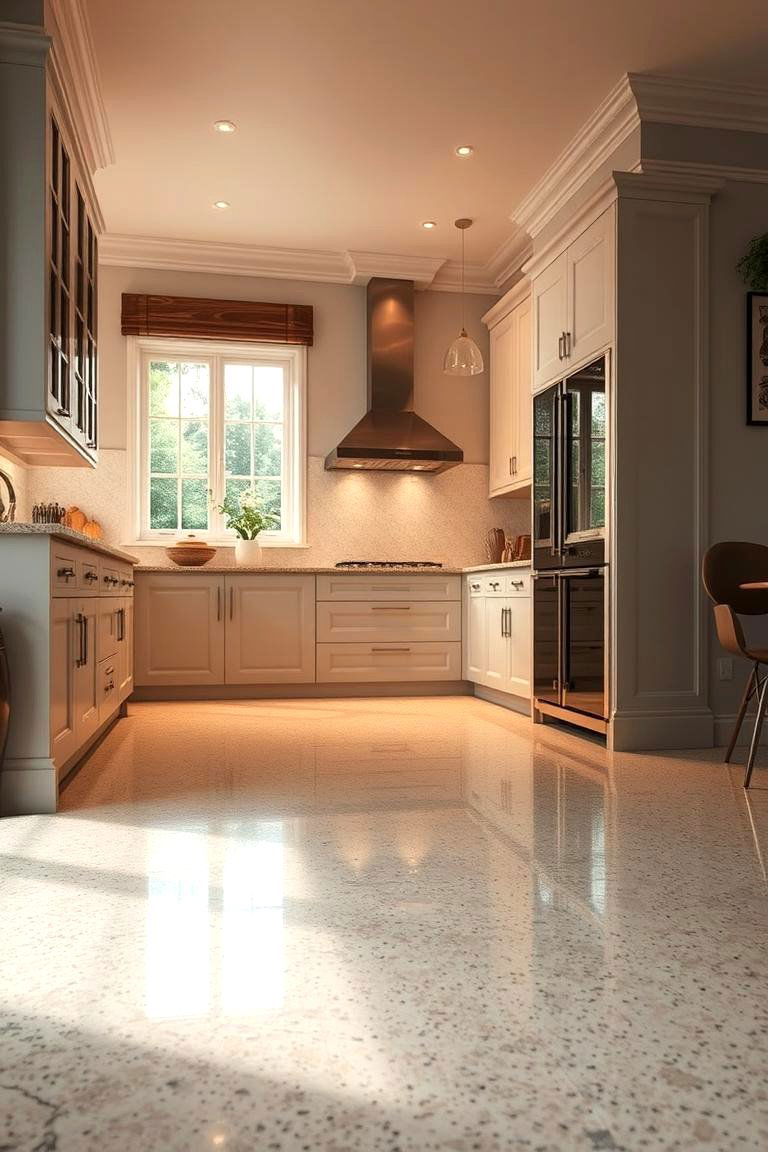 Luminous Terrazzo Glow - 24 Terrazzo Kitchen Floor Ideas