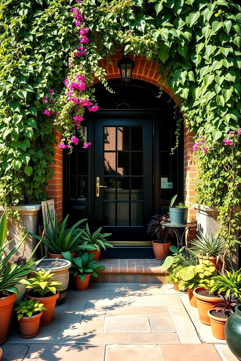 Lush Botanical Surrounding - 24 Green Front Door Ideas