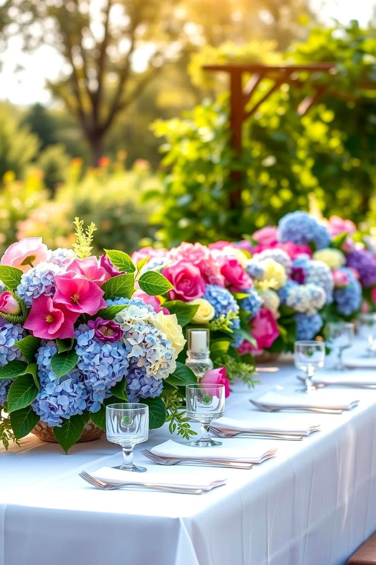Lush Garden Inspired Hydrangea Table Decor - 24 Hydrangea Centerpiece Ideas