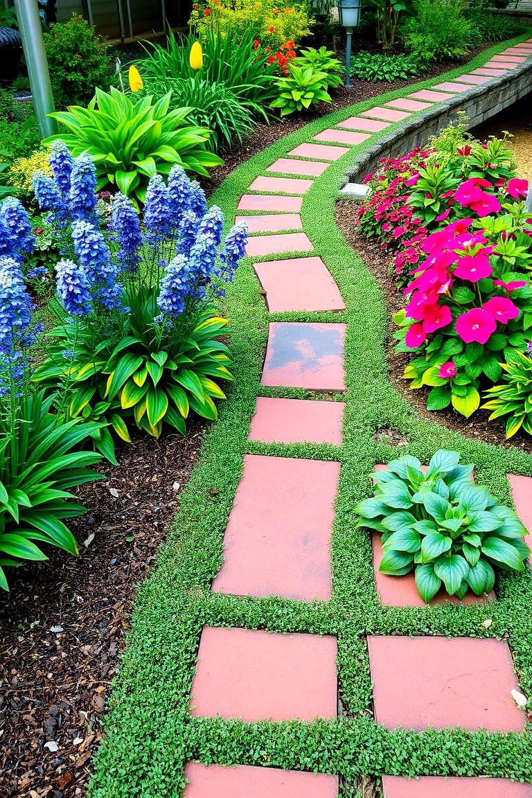 Lush Garden Red Paver Integration - 24 Red Paver Patio Ideas