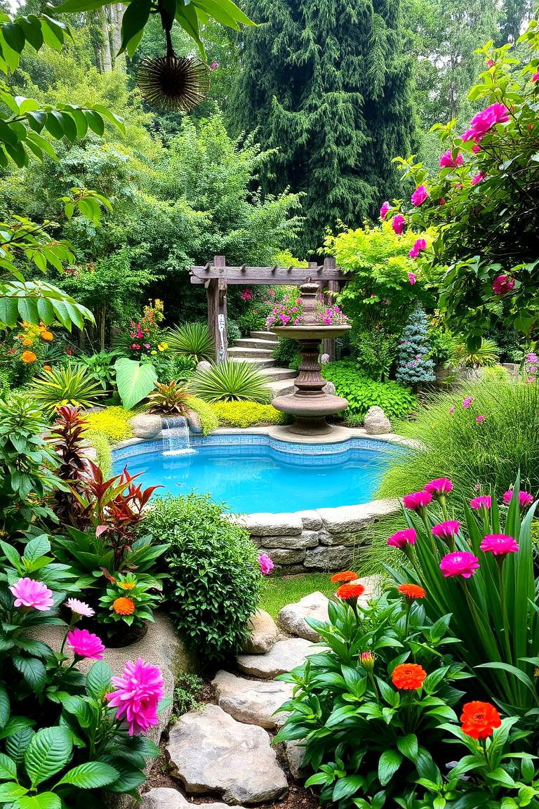 Lush Garden Surround Pool - 24 Swimming Pool Ideas