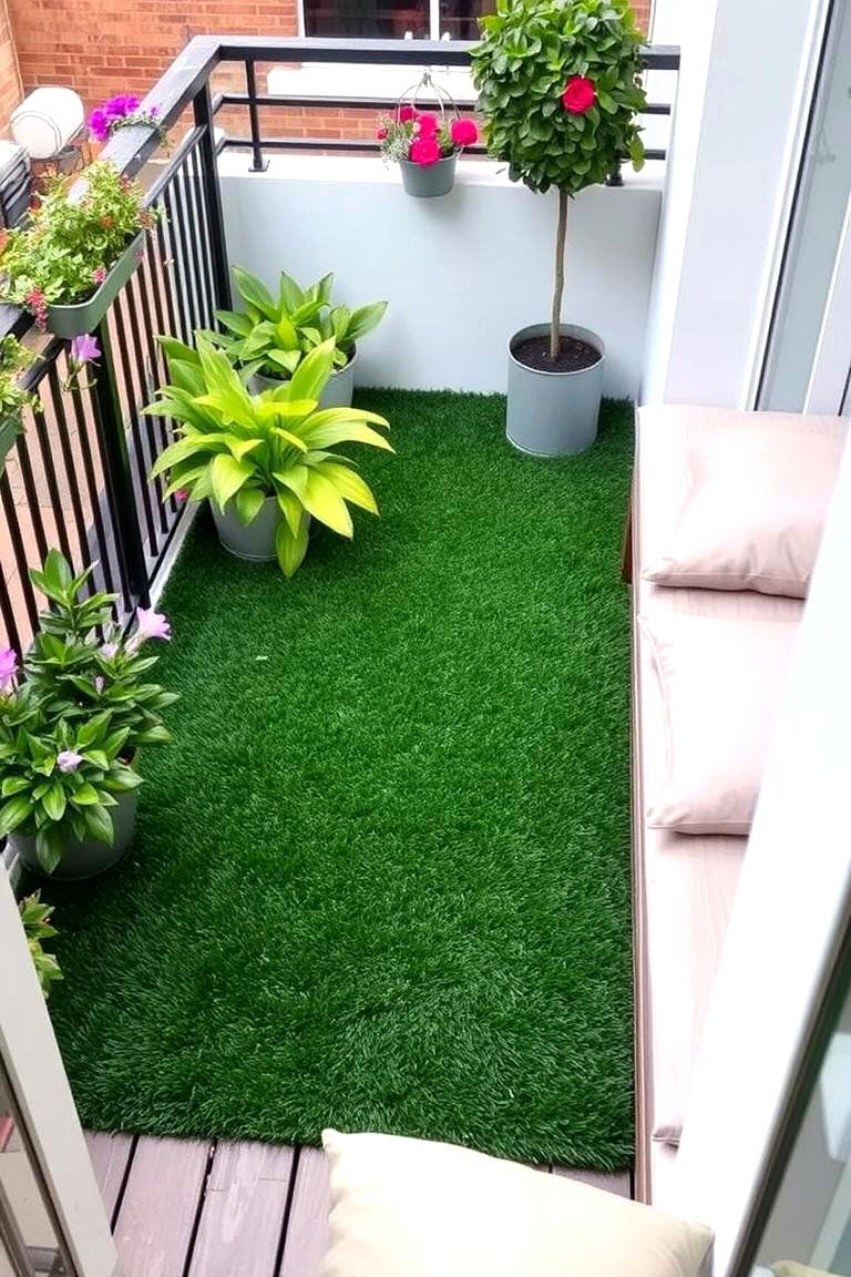 Lush Green Carpet - 24 Artificial Grass Balcony Design