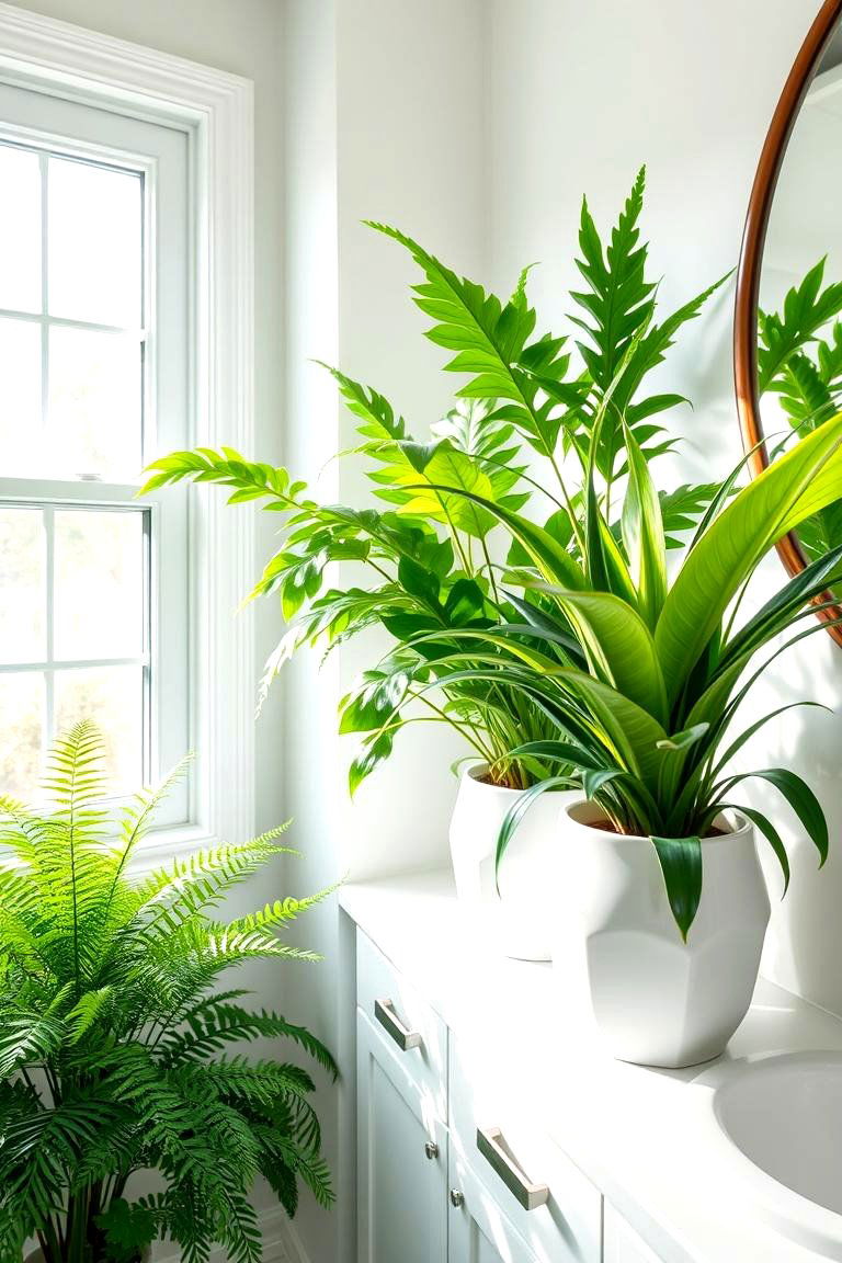 Lush Green Indoor Plants - 24 Green Bathroom Ideas