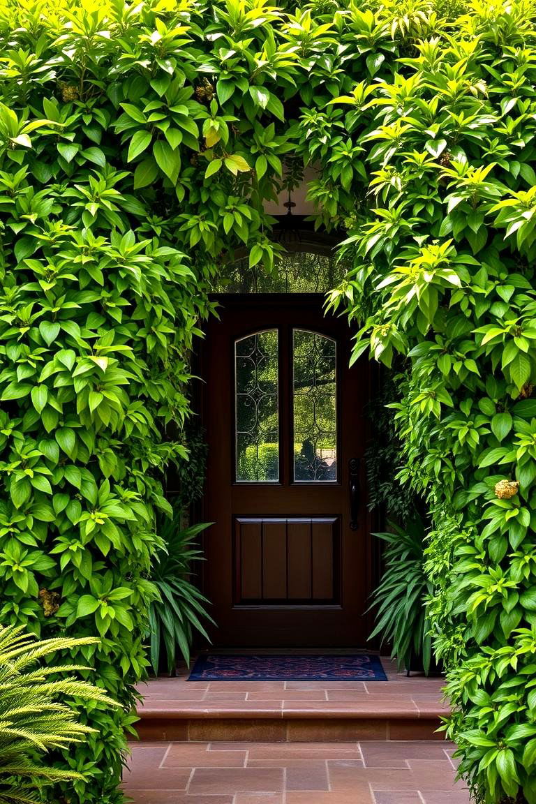 Lush Green Landscaping Framing the Door - 24 Spanish Style Front Door Ideas