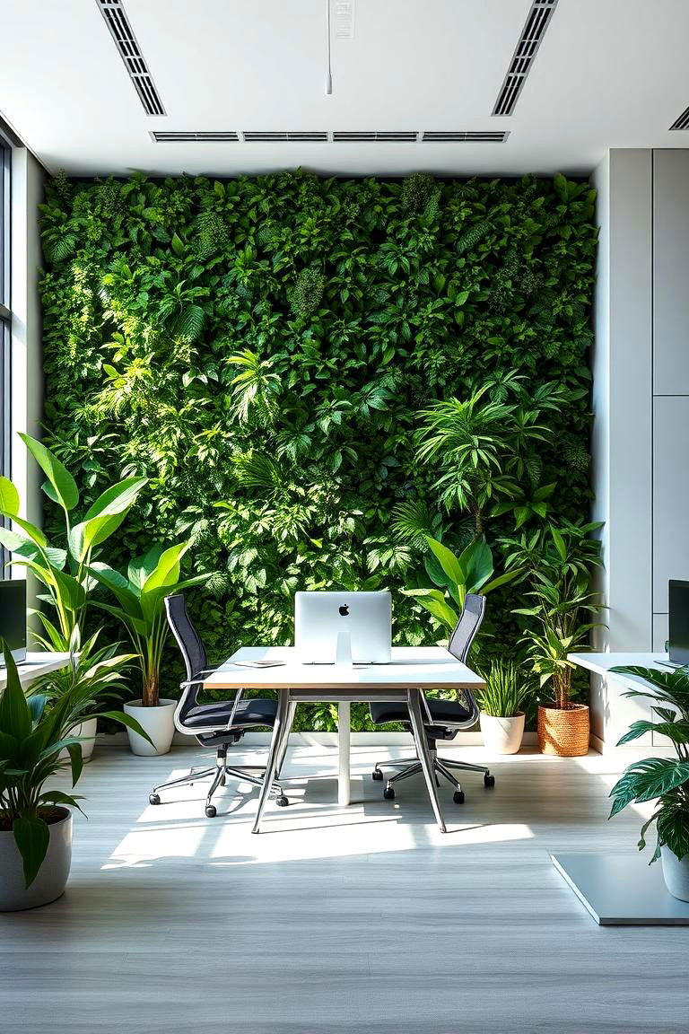 Lush Green Living Wall - 24 Office Accent Wall Ideas