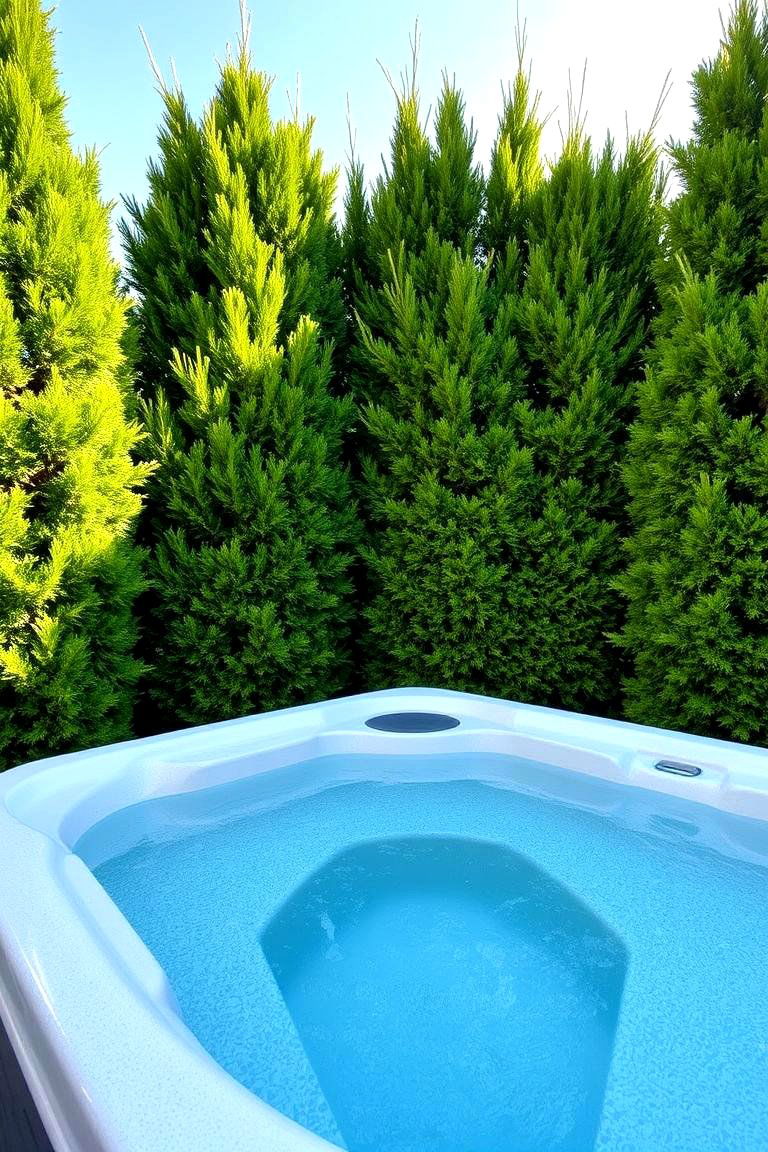 Lush Green Privacy Screens - 24 Hot Tub Landscaping Ideas