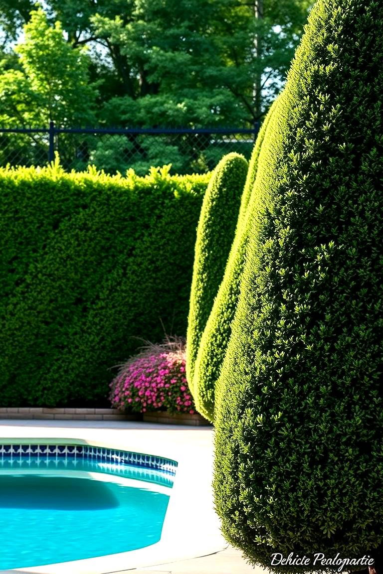 Lush Green Surroundings with Dense Shrubs - 24 Above Ground Pool Landscaping Ideas