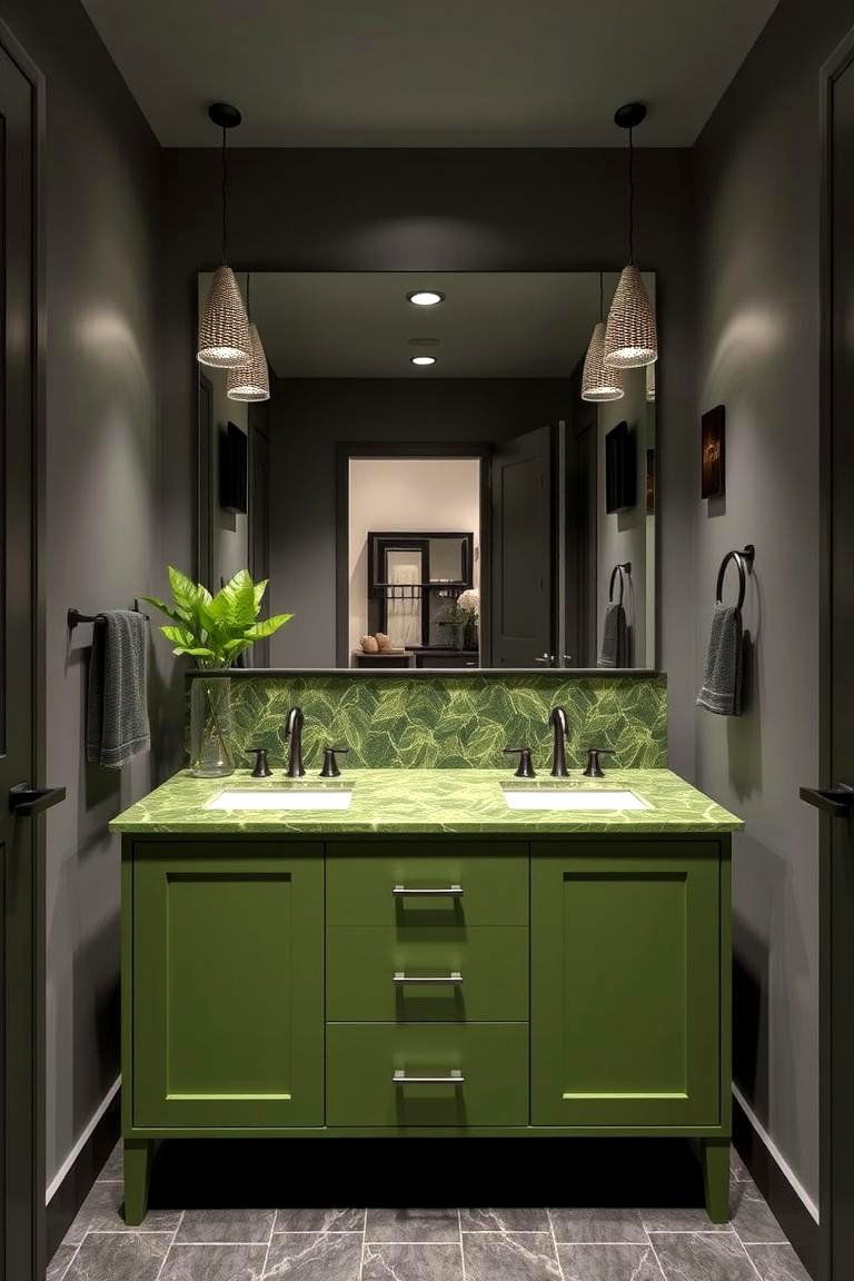Lush Green Vanity - 24 Green and Grey Bathroom Ideas