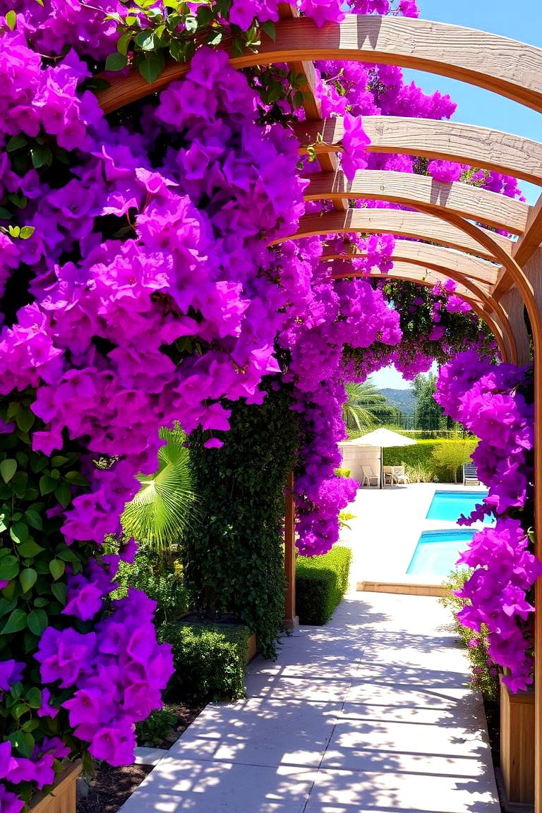Lush Green Vines on Arbors - 24 Pool Shade Ideas