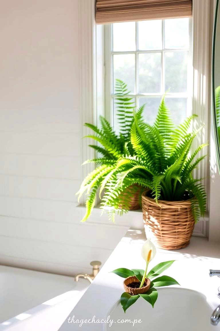 Lush Greenery Accents - 24 Romantic Bathroom Ideas