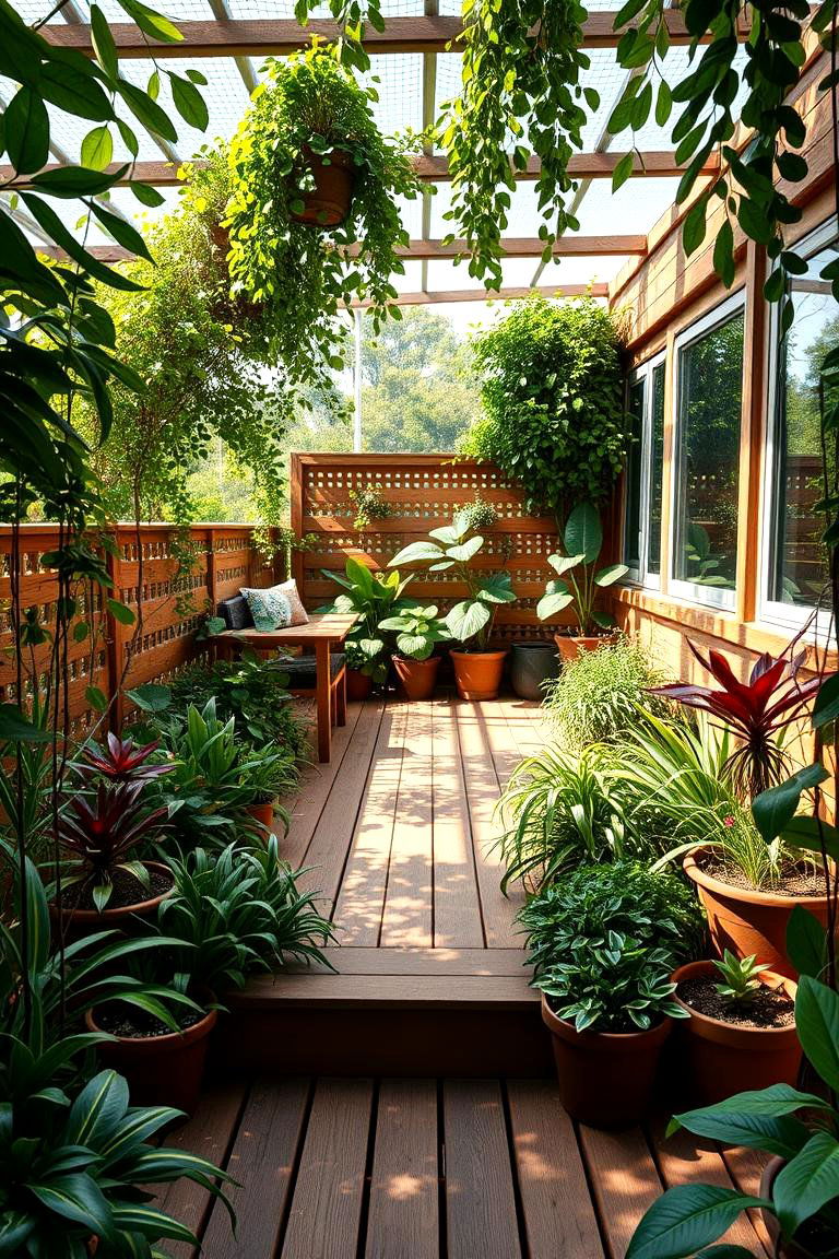 Lush Greenery Enclosed Deck - 24 Ground Level Deck Ideas