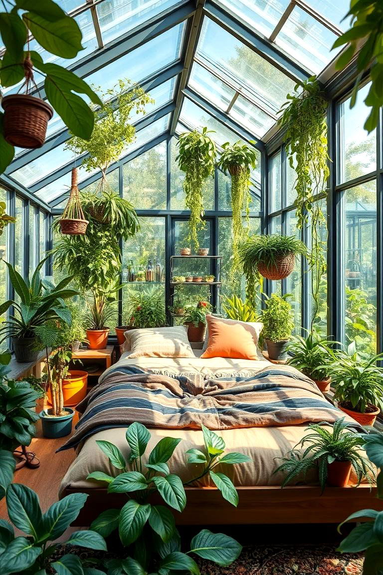 Lush Greenhouse Bedroom - 24 Outdoor Bedroom Ideas