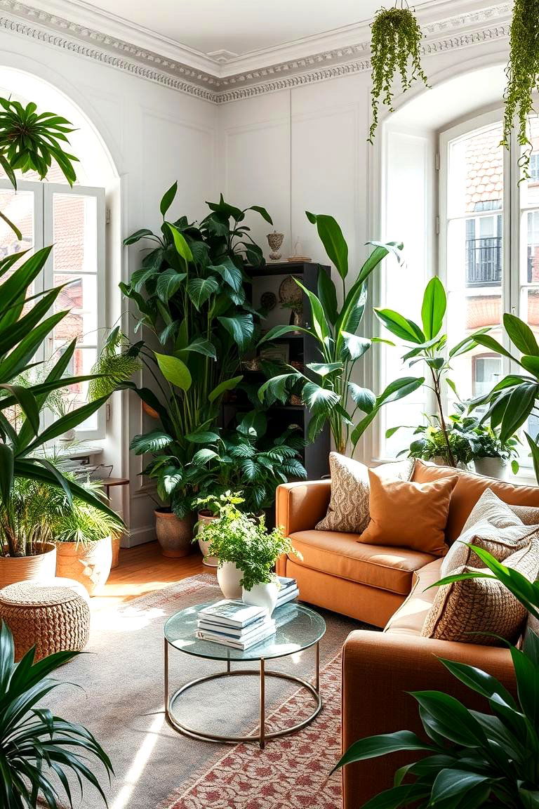 Lush Indoor Plant Decor - 24 Parisian-style Living Room Ideas