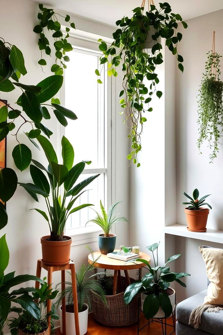 Lush Indoor Plant Displays - 24 Budget Apartment Living Room Ideas