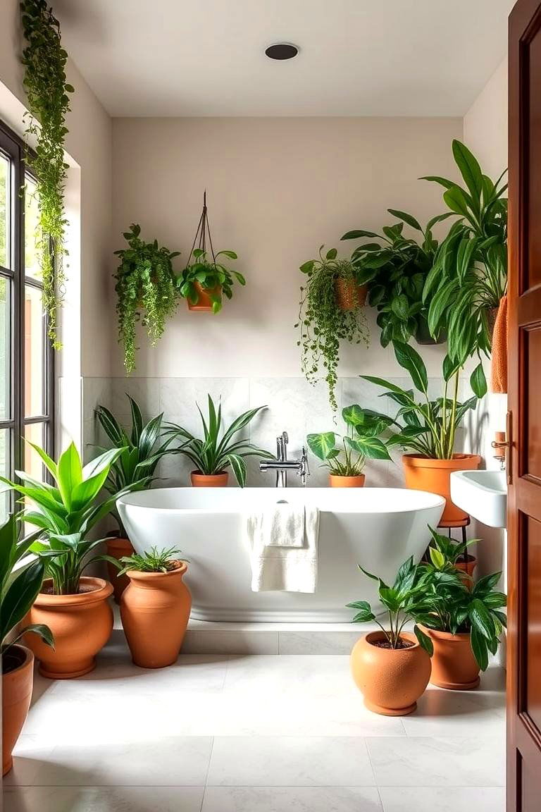 Lush Indoor Plant Oasis - 24 Mexican Bathroom Ideas