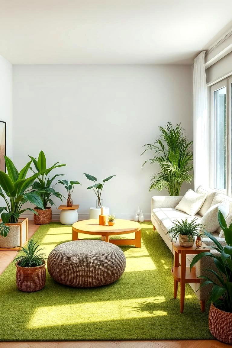 Lush Oasis Living Room - 24 Green Carpet Living Room Ideas