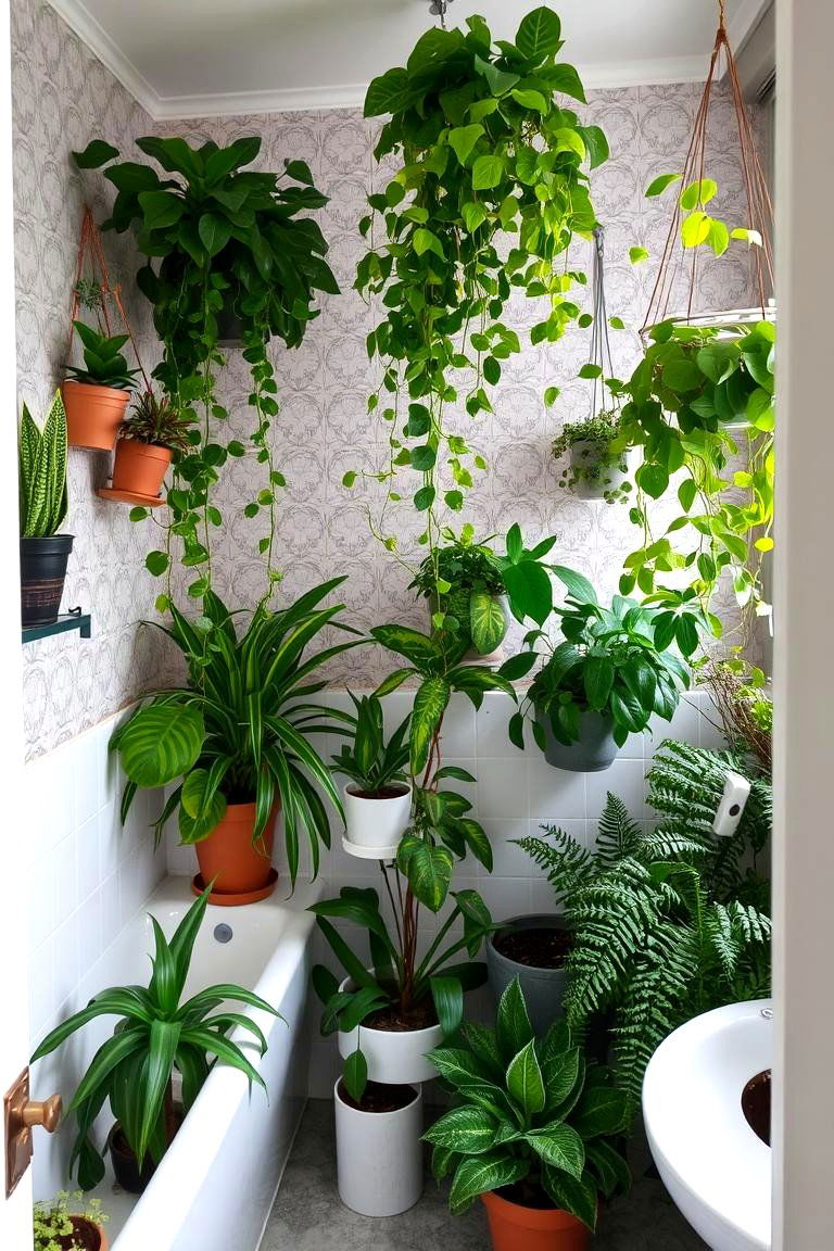 Lush Plant Oasis - 24 Maximalist Bathroom Design Ideas