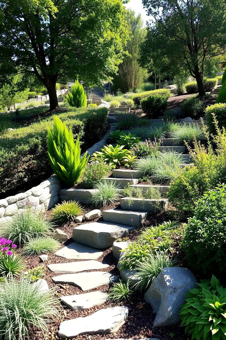 Lush Shade and Sun Garden - 24 Hillside Terraced Garden Ideas