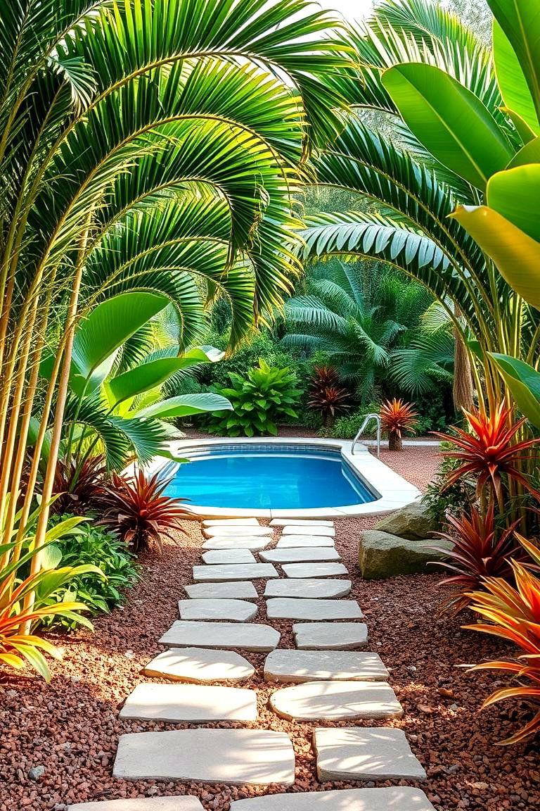 Lush Tropical Oasis Path - 24 Pool Walkway Ideas