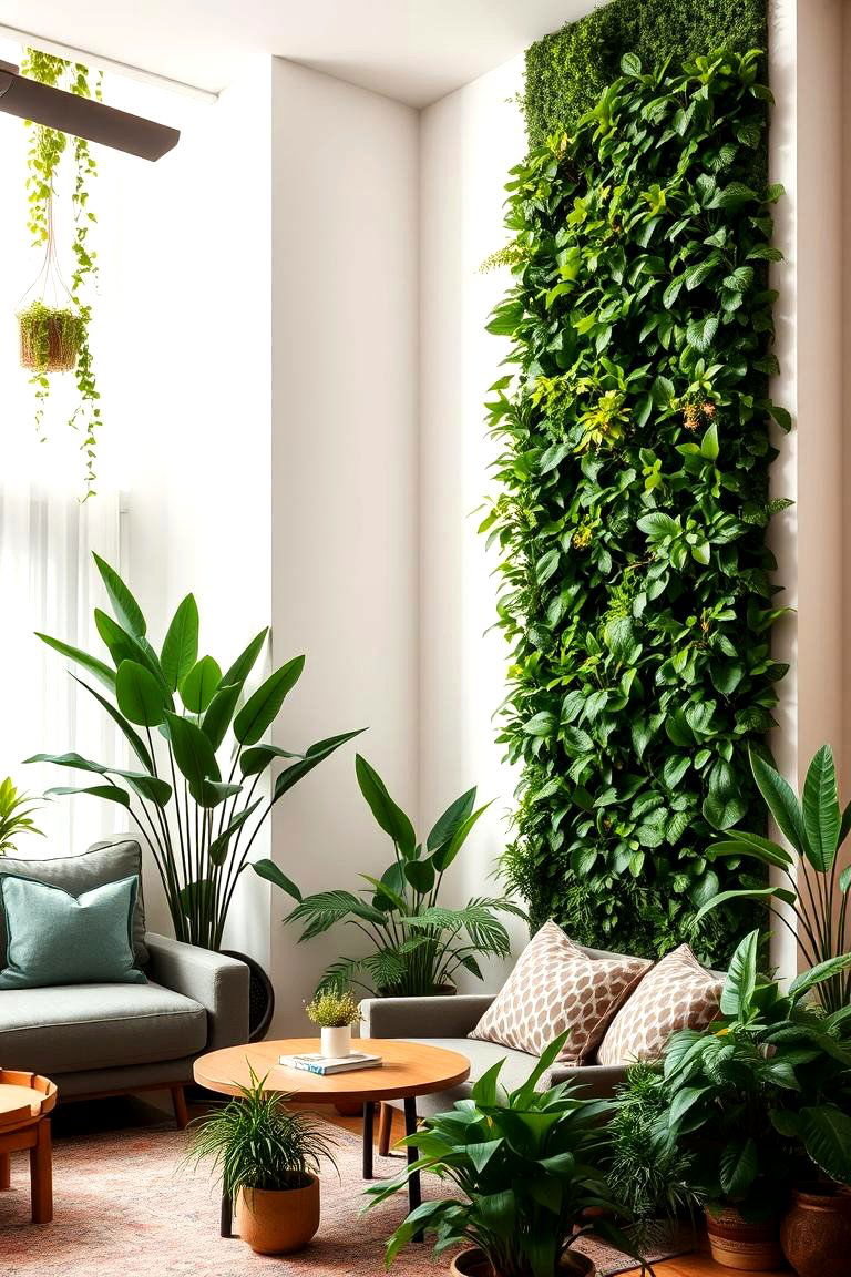 Lush Vertical Garden - 24 High Ceiling Tall Wall Decor Ideas