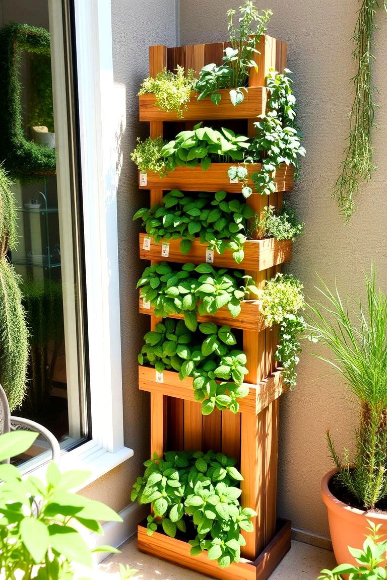 Lush Vertical Herb Garden Wall - 24 Patio Garden Ideas