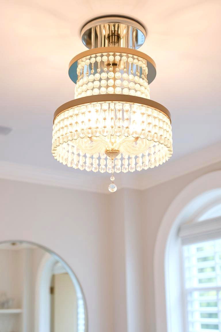 Luxe Crystal Flush Mount Chandelier - 24 Bathroom Chandelier Ideas