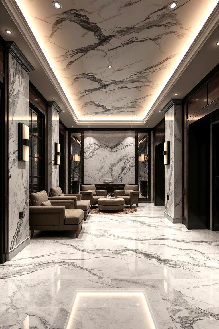 Luxe Faux Marble Flooring - 24 Man Cave Flooring Ideas