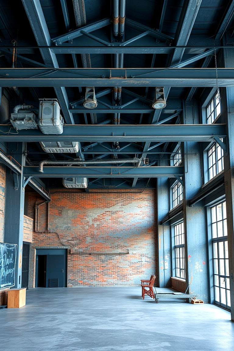 Luxe Industrial Blue and Grey Urban Living Room - 24 Blue and Grey Living Room Ideas