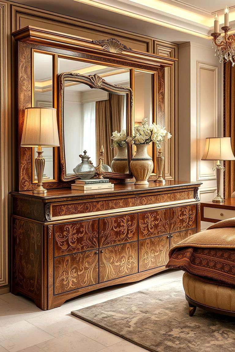 Luxe Layers with Elegant Textures - 24 Dresser Decor Ideas
