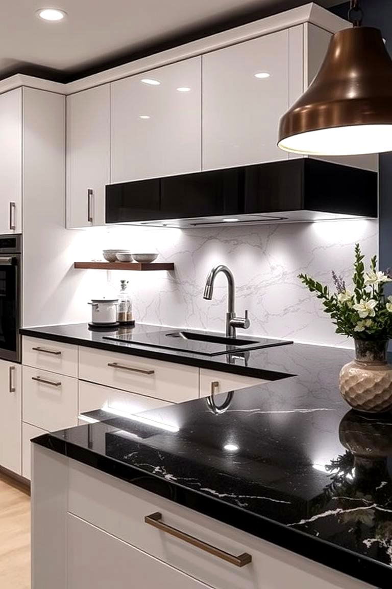 Luxe Lighting Accents - 24 Black Granite Countertops Kitchen Ideas