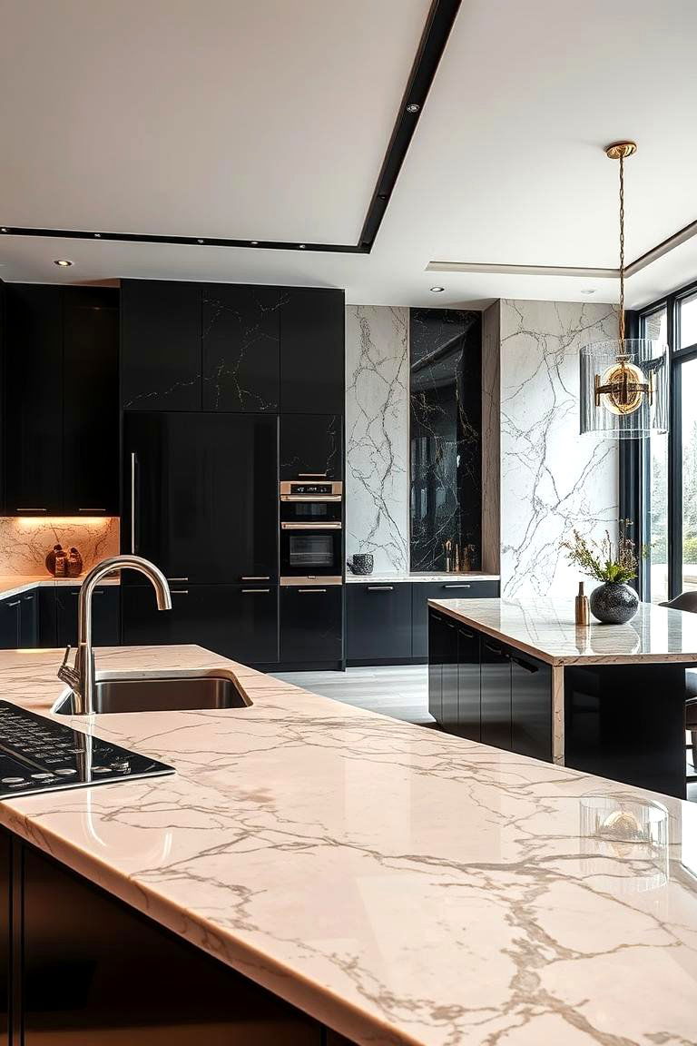 Luxe Material Combinations - 24 black and beige kitchen ideas