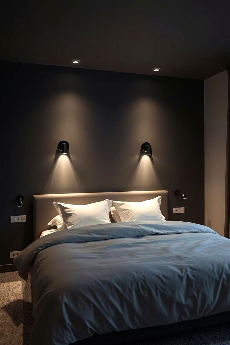 Luxe Minimal Lighting - 24 Dark Grey Bedroom Ideas