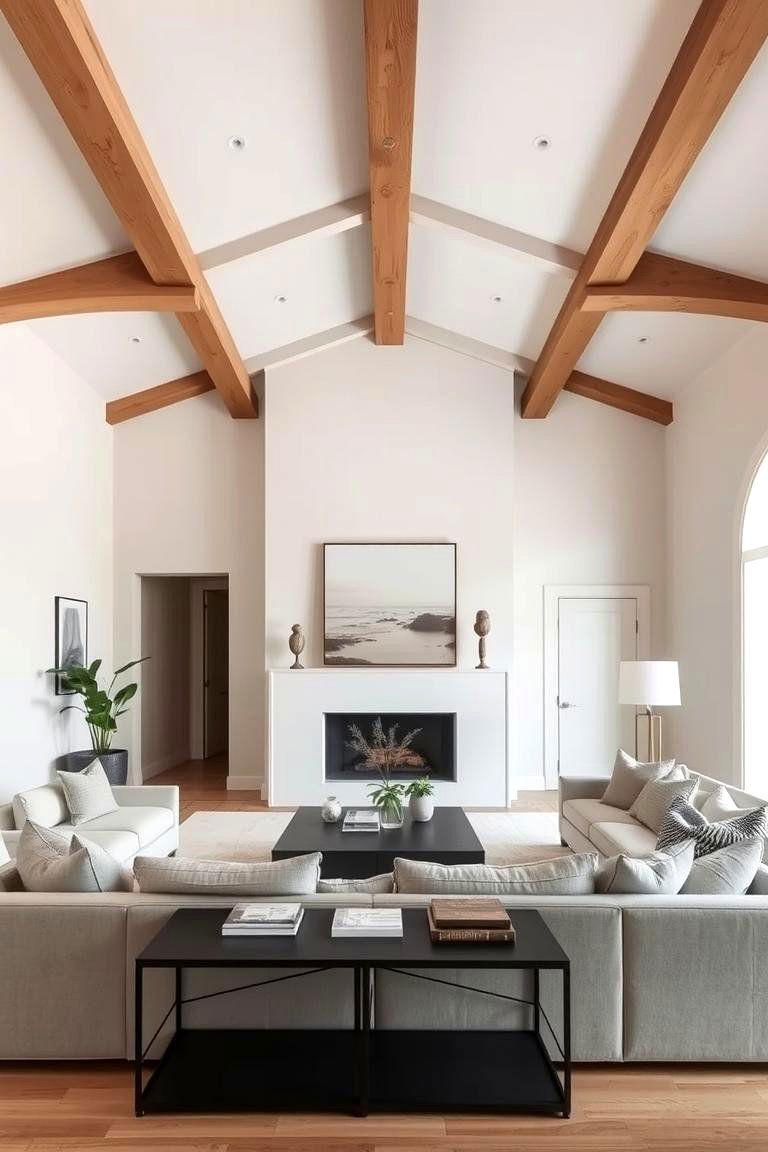 Luxe Minimalist Ambiance - 24 Exposed Beam Living Room Ideas