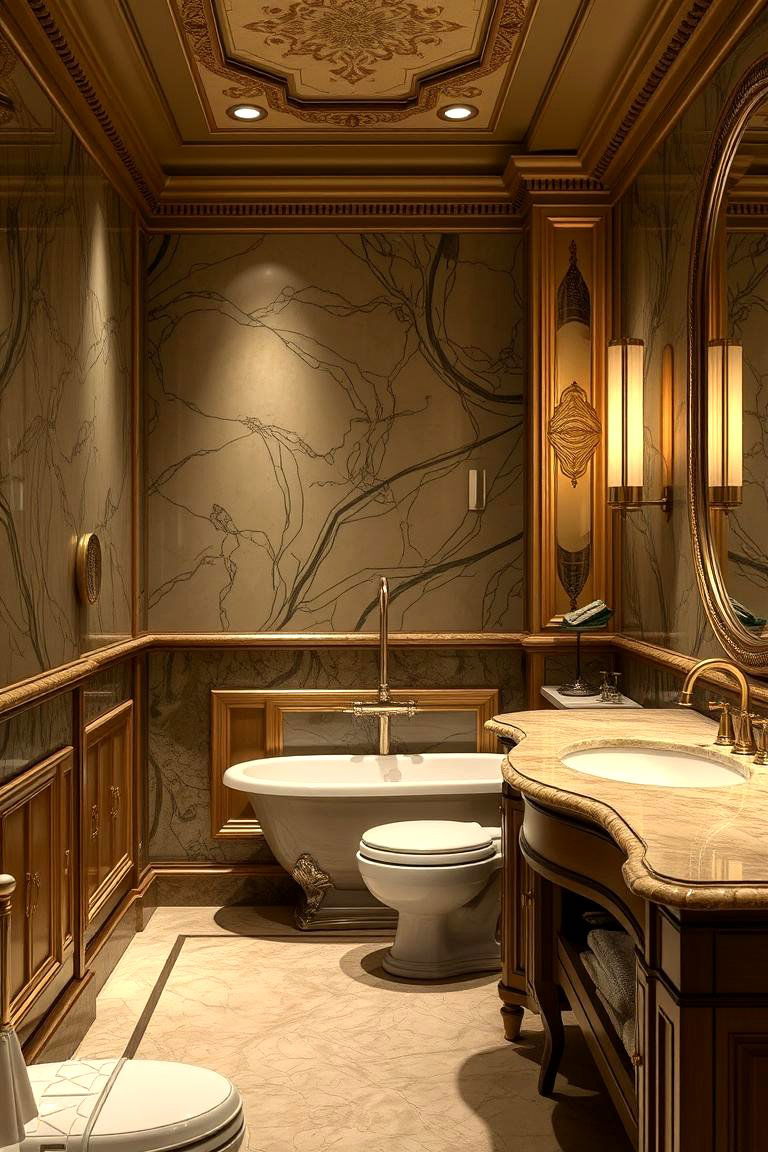 Luxe Olive Detailing - 24 Olive Green Bathroom Ideas