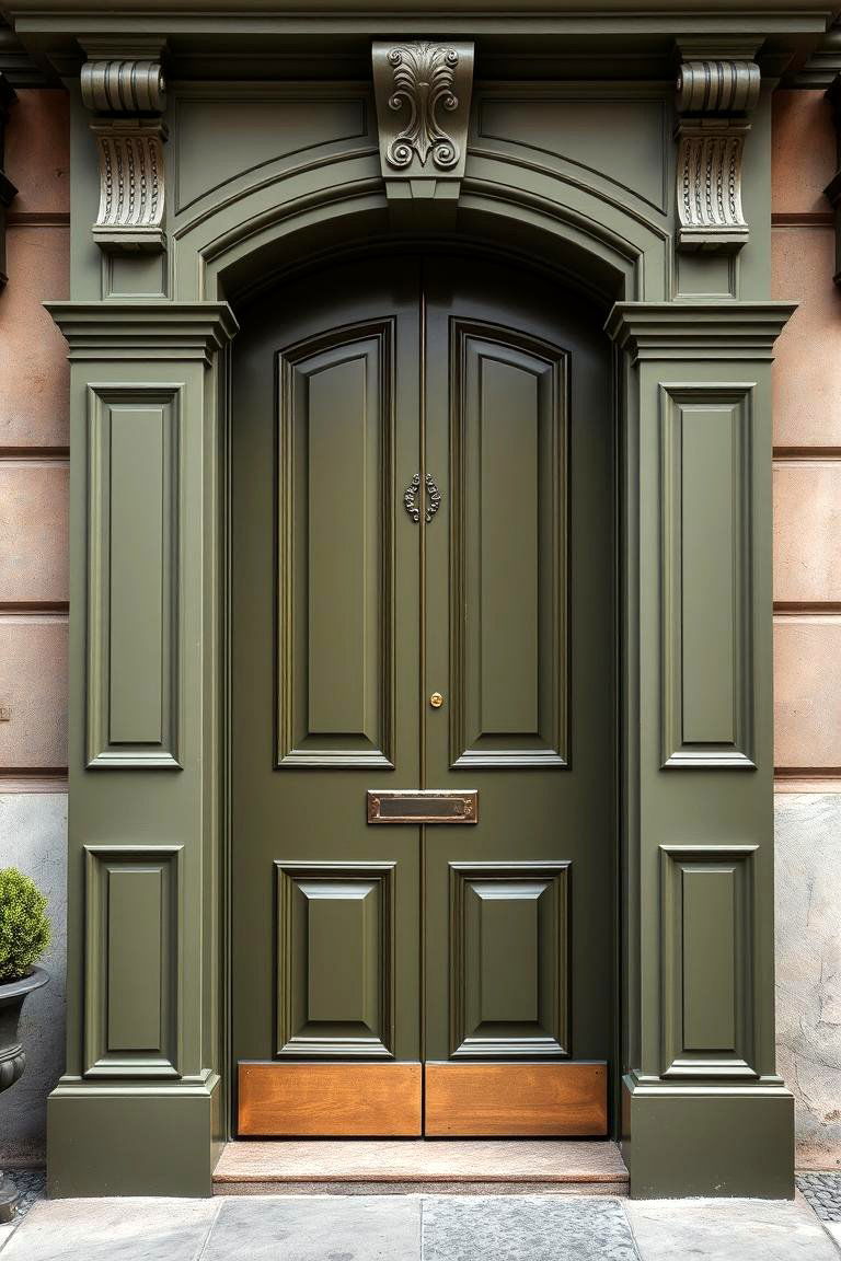 Luxe Olive Sophistication - 24 Olive Green Front Door Ideas