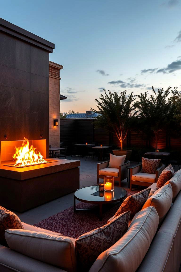 Luxe Outdoor Lounge with Fire Feature - 24 Outdoor Living Room Ideas