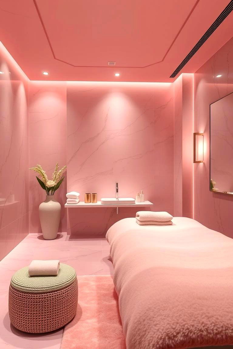Luxe Spa Experience - 24 Pink and Green Bathroom Design Ideas