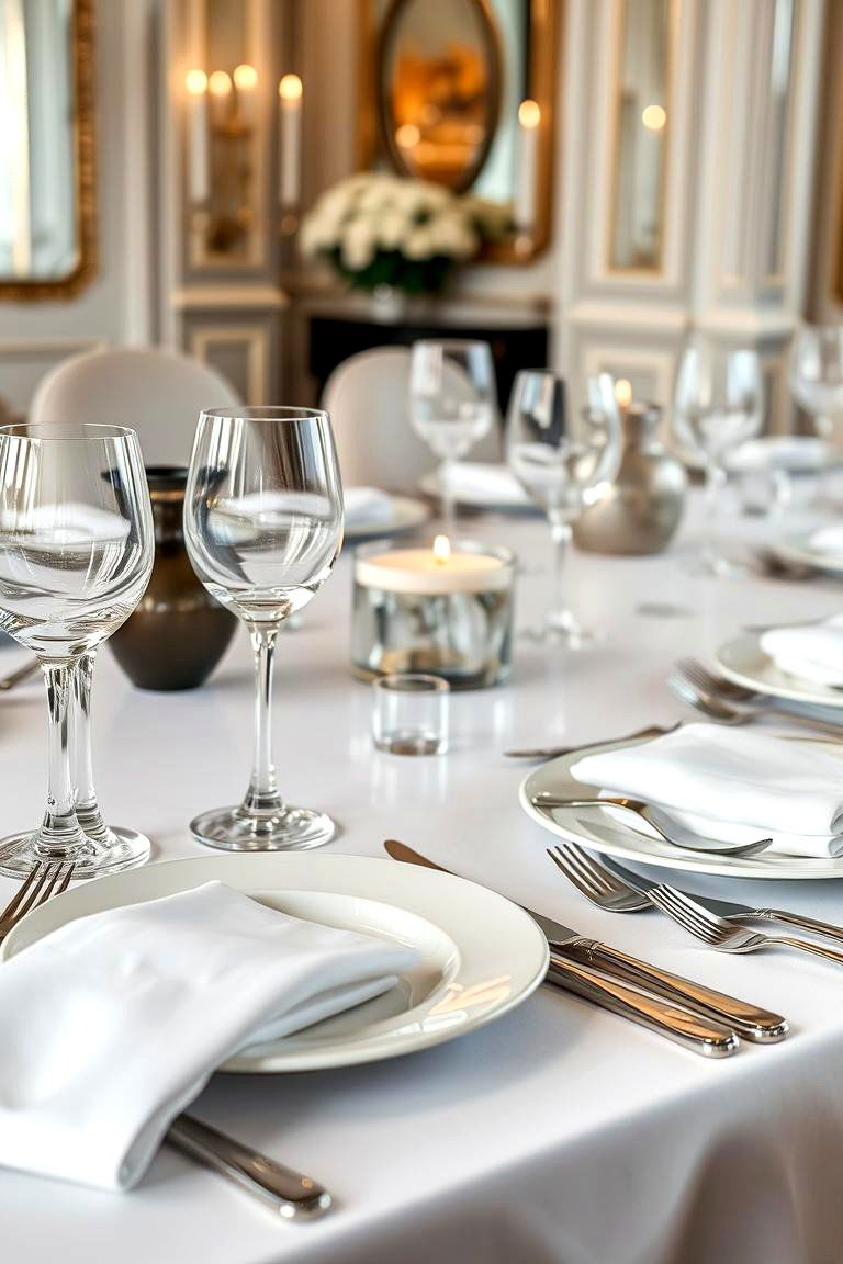 Luxe Table Settings with Silverware - 24 Glam Dining Room Ideas