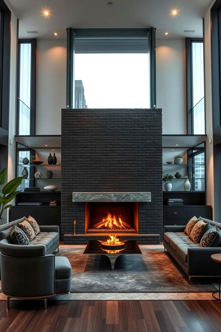 Luxe Urban Retreat - 24 Black Brick Fireplace Ideas