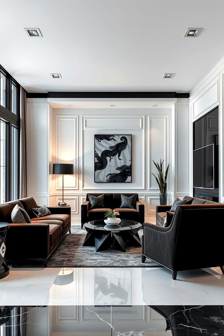Luxe Urban Sophistication - 24 Black and White Living Room Ideas