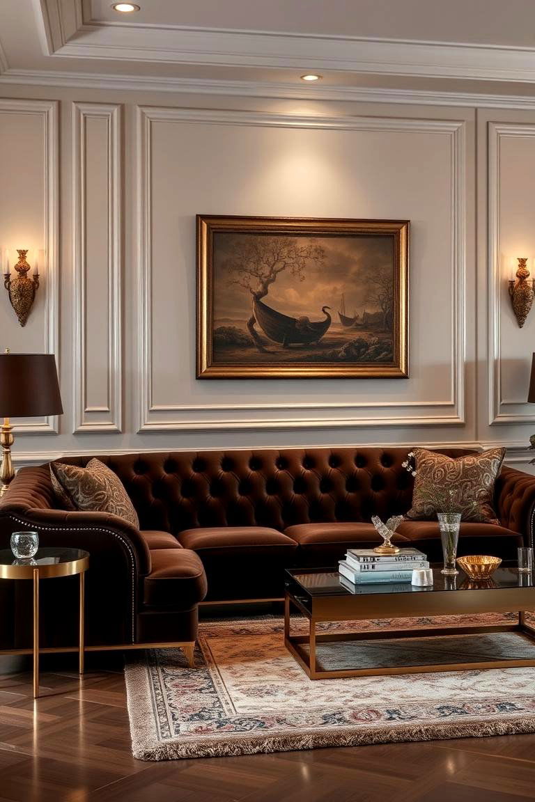 Luxe Velvet Experience - 24 Dark Brown Couch Living Room Ideas