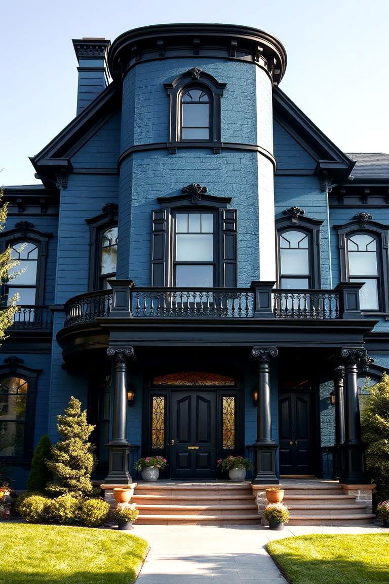 Luxurious Accent Detailing - 24 Blue House With Black Trim Ideas